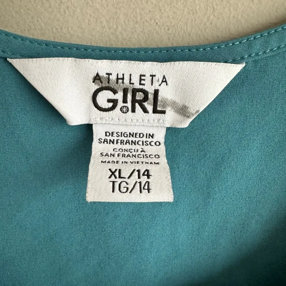 Athleta Girls All for One Tank Lightweight Dress Borealis Green XL 14